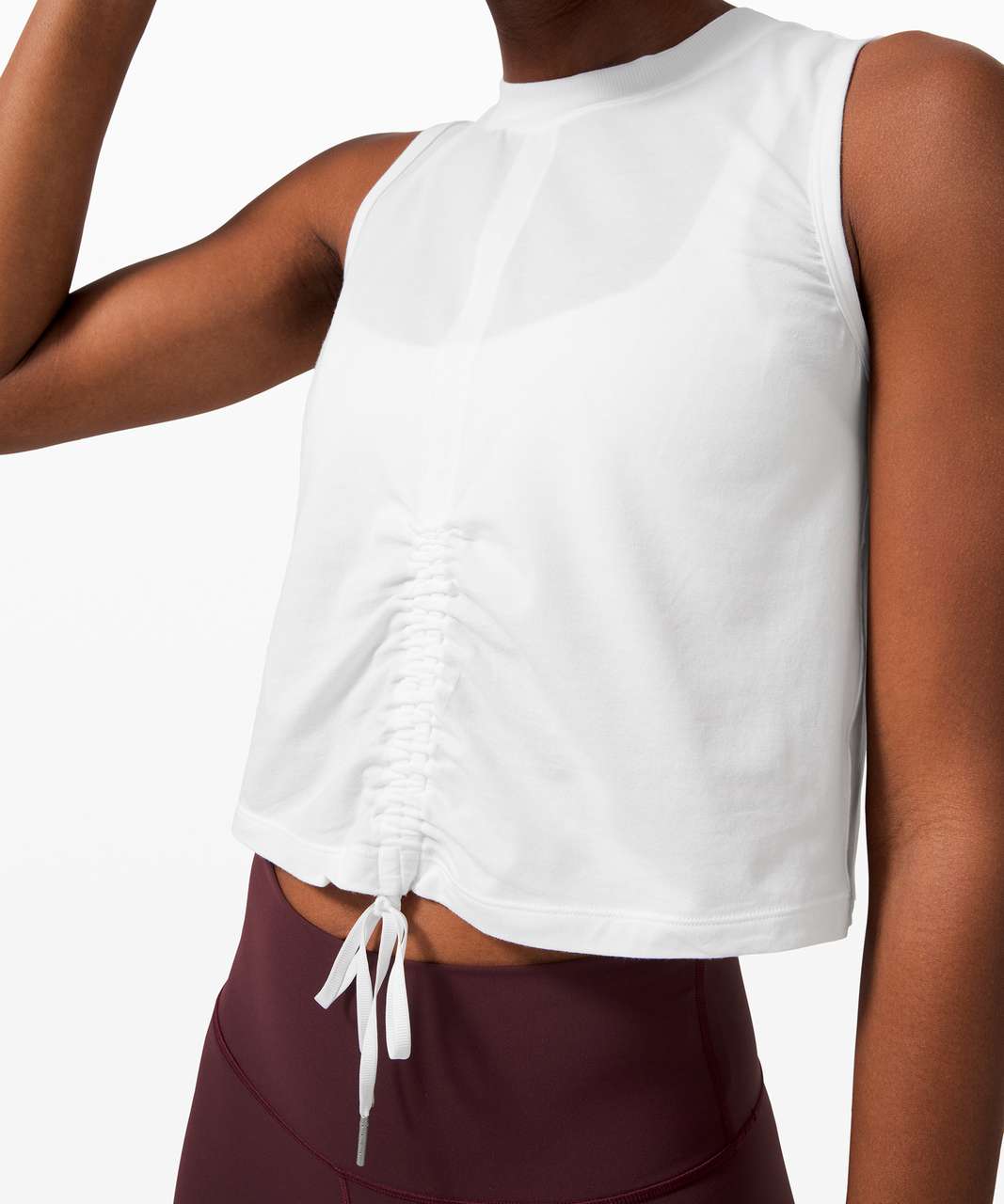 Lululemon Cinch Me Up Front Tank - White - lulu fanatics