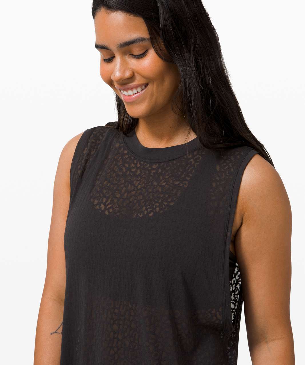 Lululemon All Yours Boyfriend Tank *Veil - City Camo Burnout Black / Black