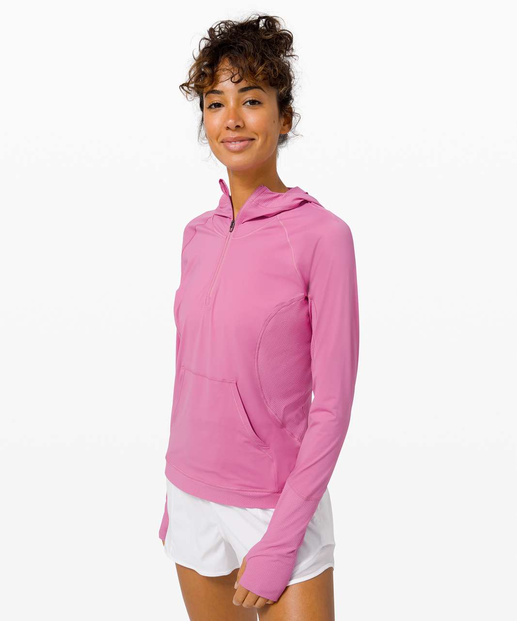 Lululemon Sleek Performance 1/2 Zip Hood - Magenta Glow - lulu fanatics