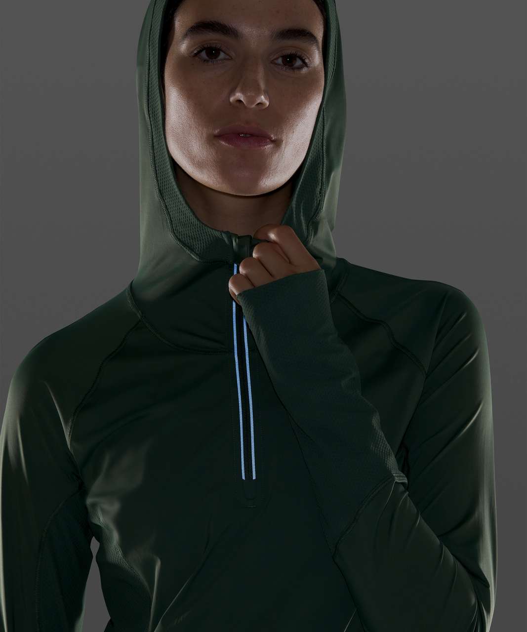 Lululemon Sleek Performance 1/2 Zip Hood - Algae Green