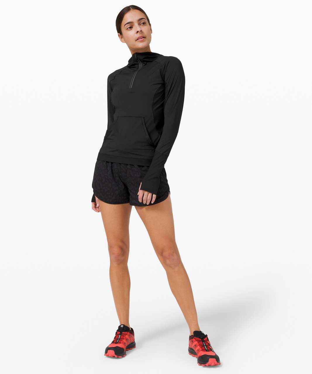 Lululemon Sleek Performance 1/2 Zip Hood - Black - lulu fanatics