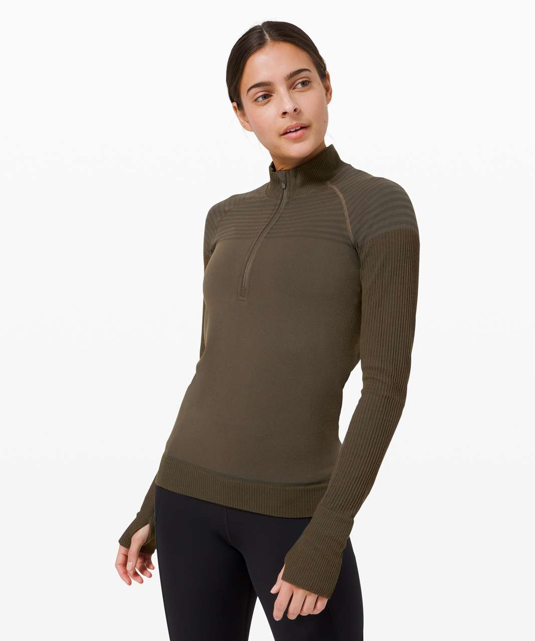 Lululemon Keep the Heat 1/2 Zip - Dark Olive / Dark Olive