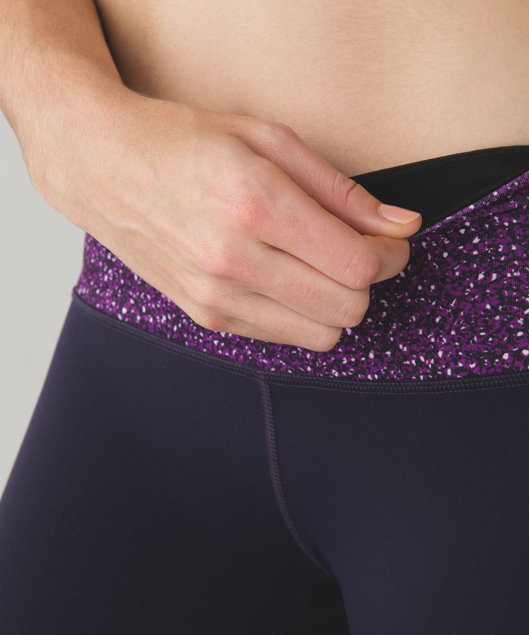 Lululemon Wunder Under Crop III (Reversible) - Black Grape / Black / Flashback Static Powdered Rose Tender Violet