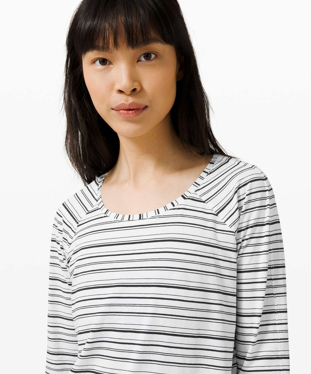 Lululemon Emerald Long Sleeve - Cut Back Stripe White Black