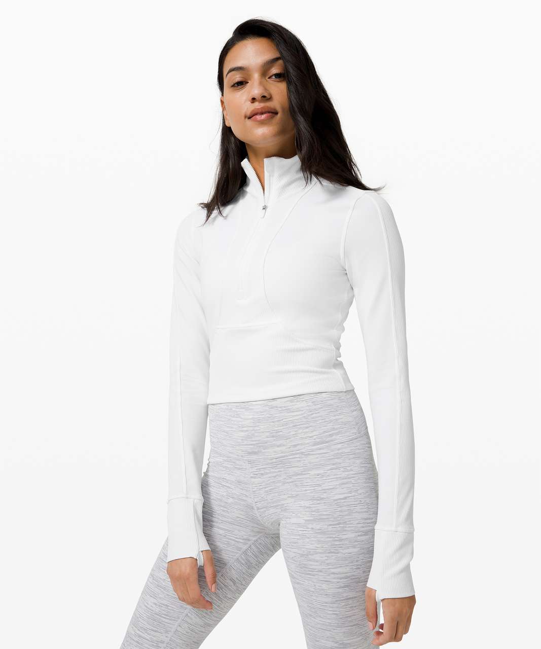 Lululemon Take it in Stride 1/2 Zip - White - lulu fanatics