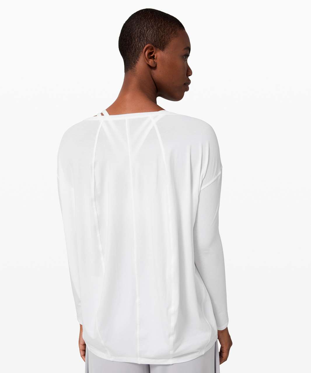 Lululemon Modal Pleated Back Long Sleeve Shirt - White Opal - lulu fanatics