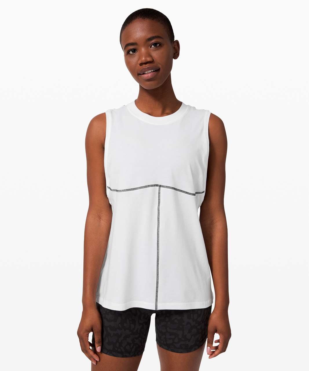 White Pima Cotton Sleeveless Tank Top