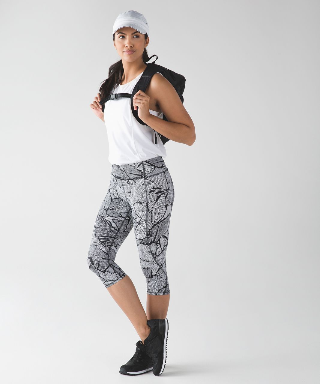 Lululemon Tight Stuff Crop - Dottie Tribe White Black - lulu fanatics