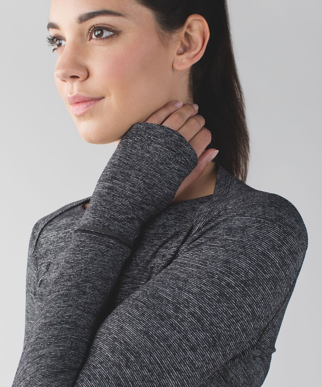 Lululemon Kanto Catch Me Long Sleeve - Wee Stripe Black Heathered Black