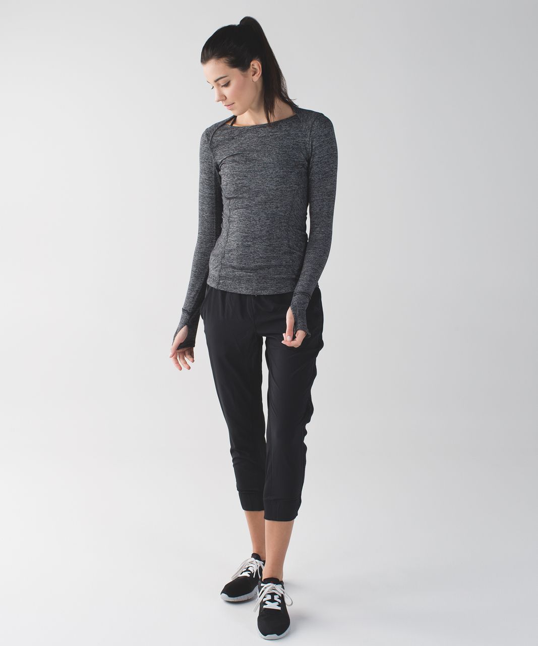 Lululemon Kanto Catch Me Long Sleeve - Wee Stripe Black Heathered Black