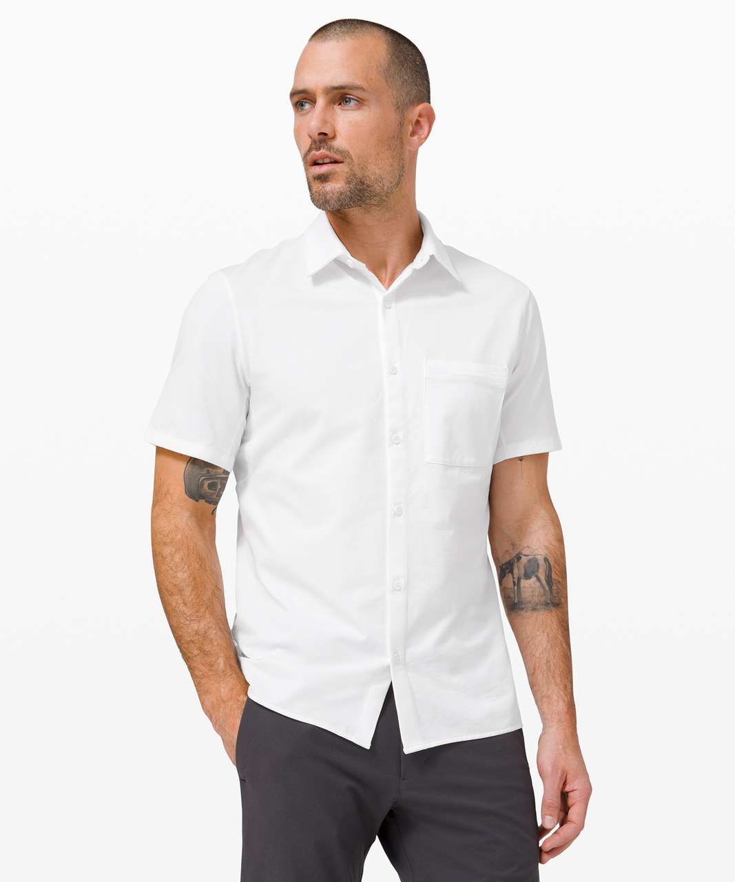 FinTech Mens White Short Sleeve Everyman Shirt