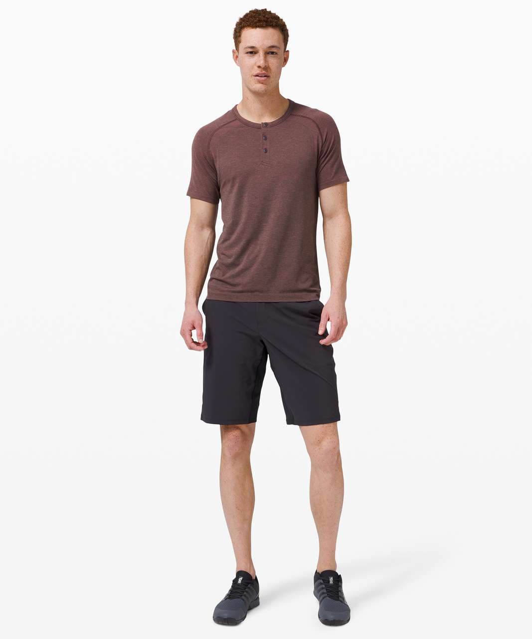 Lululemon Metal Vent Tech Short Sleeve Henley 2.0 - Smoky Red / Graphite Grey