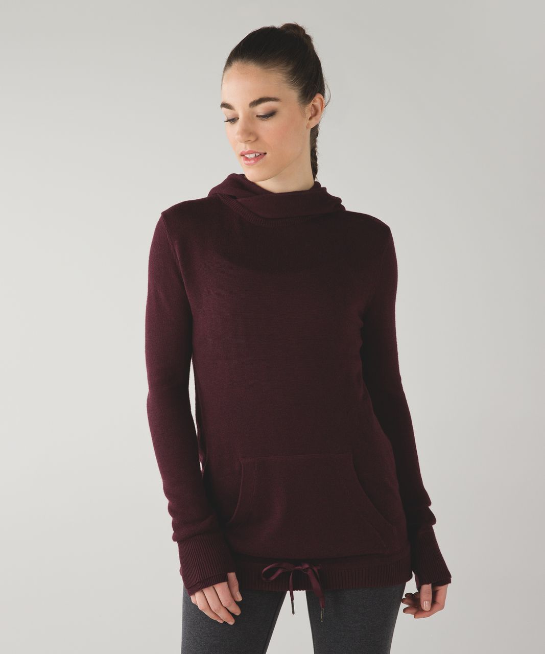 Lululemon Ribbed Funnel Neck Pullover - Heathered Black - lulu fanatics