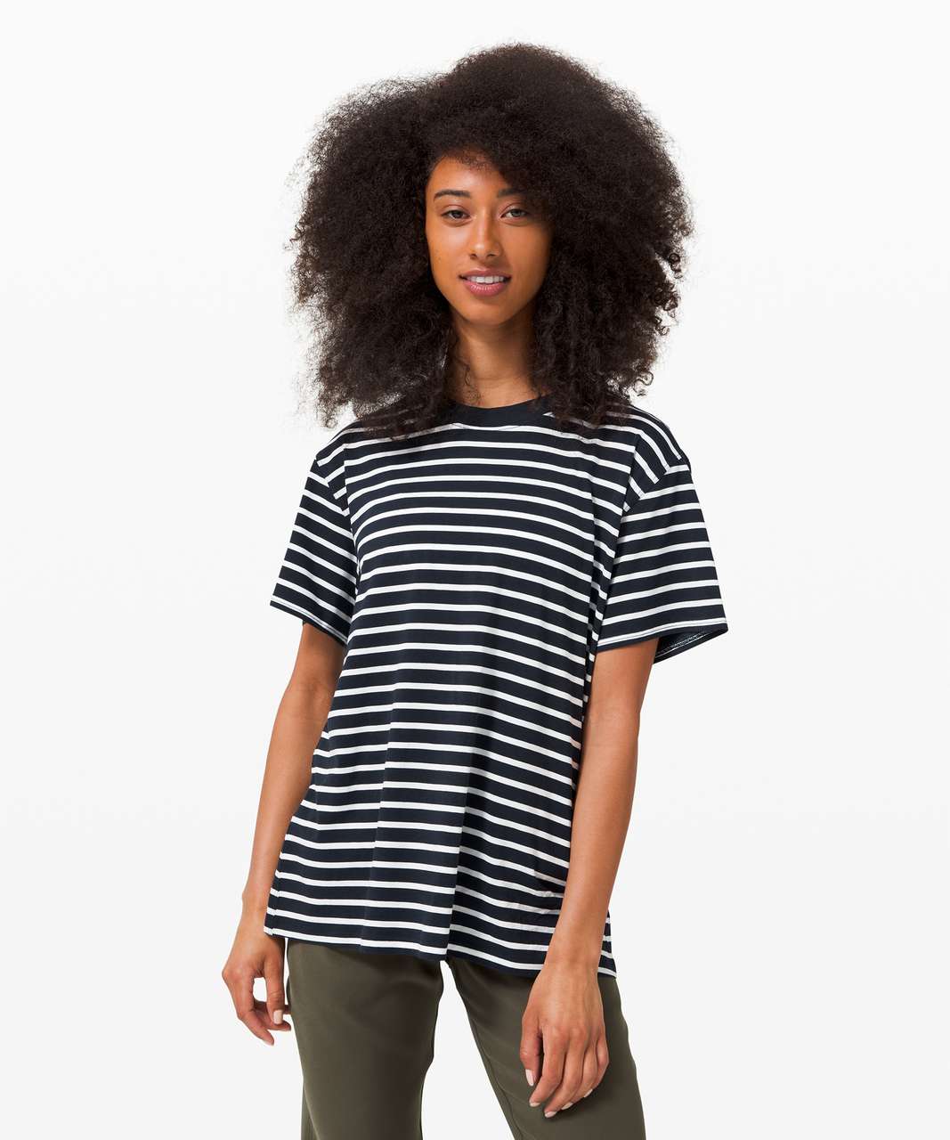 Lululemon All Yours Boyfriend Tee - Yachtie Stripe True Navy White