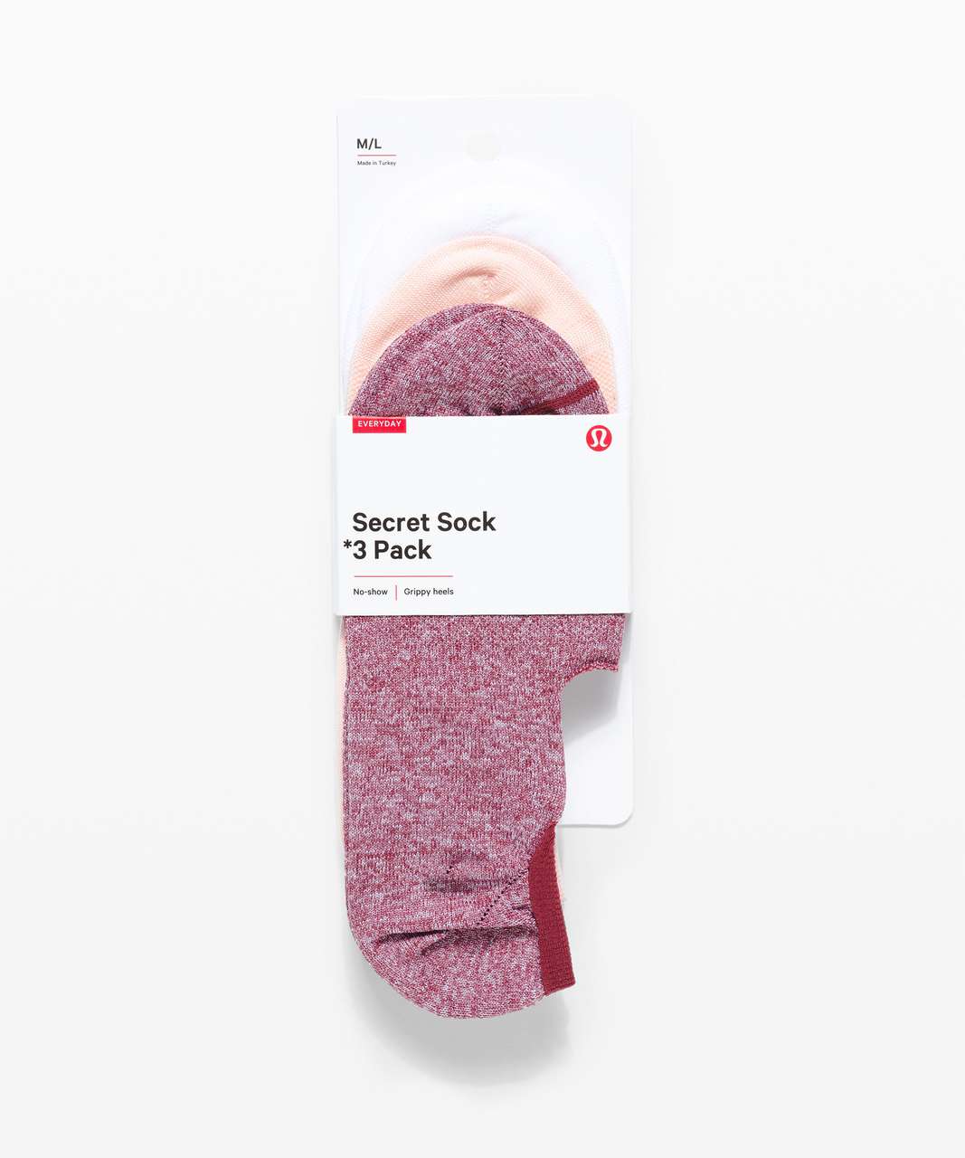 Lululemon Secret Sock *3-Pack - Chianti / Ballet Slipper / White