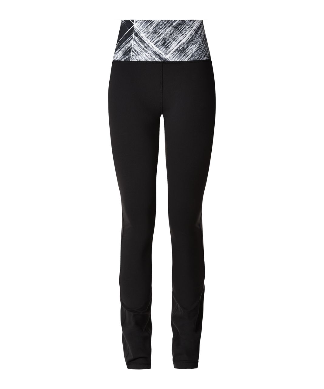 Lululemon Skinny Groove Pant II (Roll Down) - Black / Heat Wave White Black  - lulu fanatics