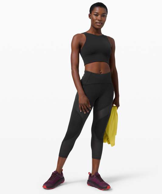 Lululemon Uncovered Strength High-Rise Algae Green Mesh Cut-Outs