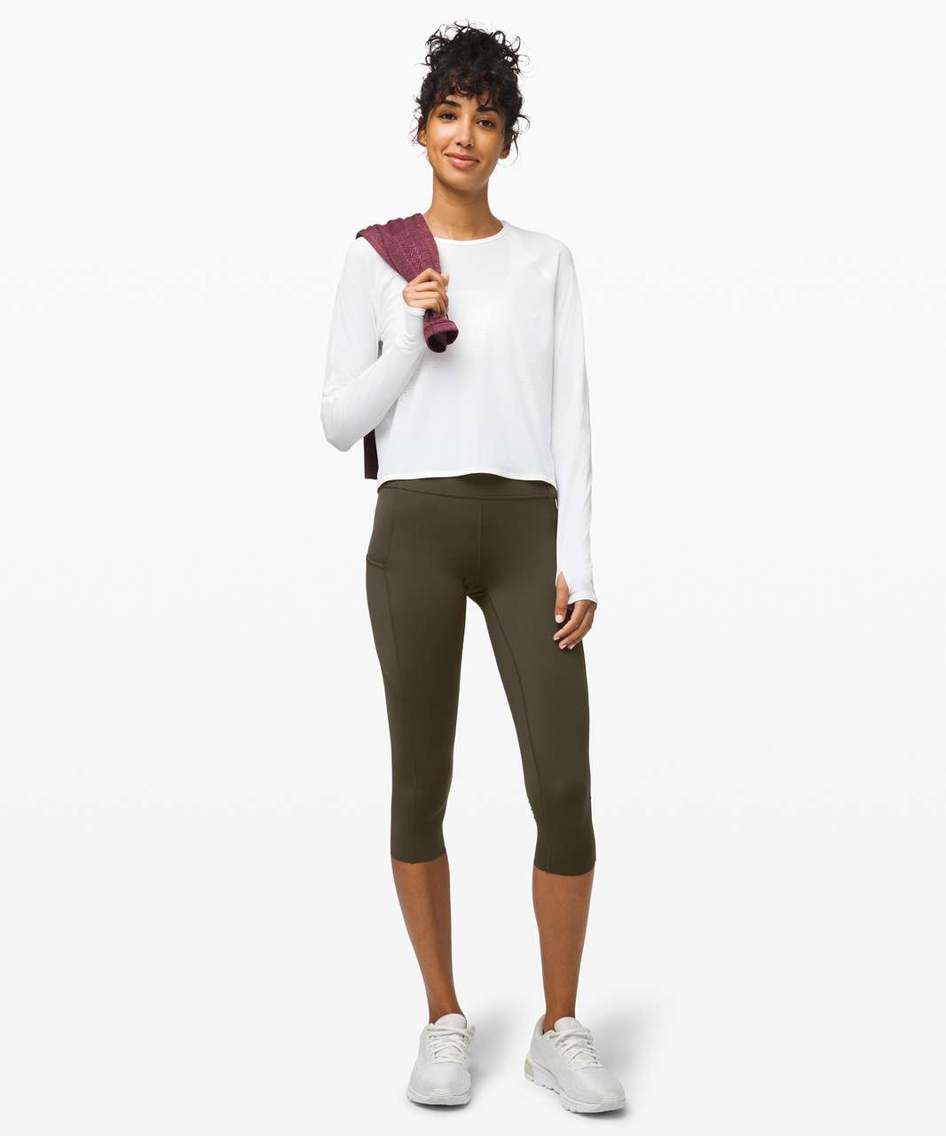 Lululemon Fast and Free Crop II 19 *Non-Reflective - Dark Olive