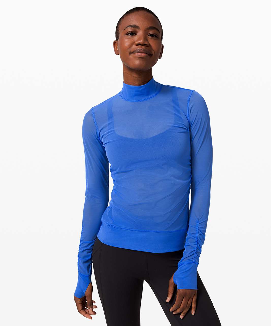 Lululemon Sheer Thrill Mock Neck Long Sleeve - Wild Bluebell - lulu fanatics