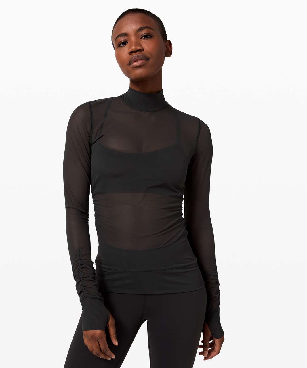 Women's Mock Neck Longsleeve - Black · FIGS