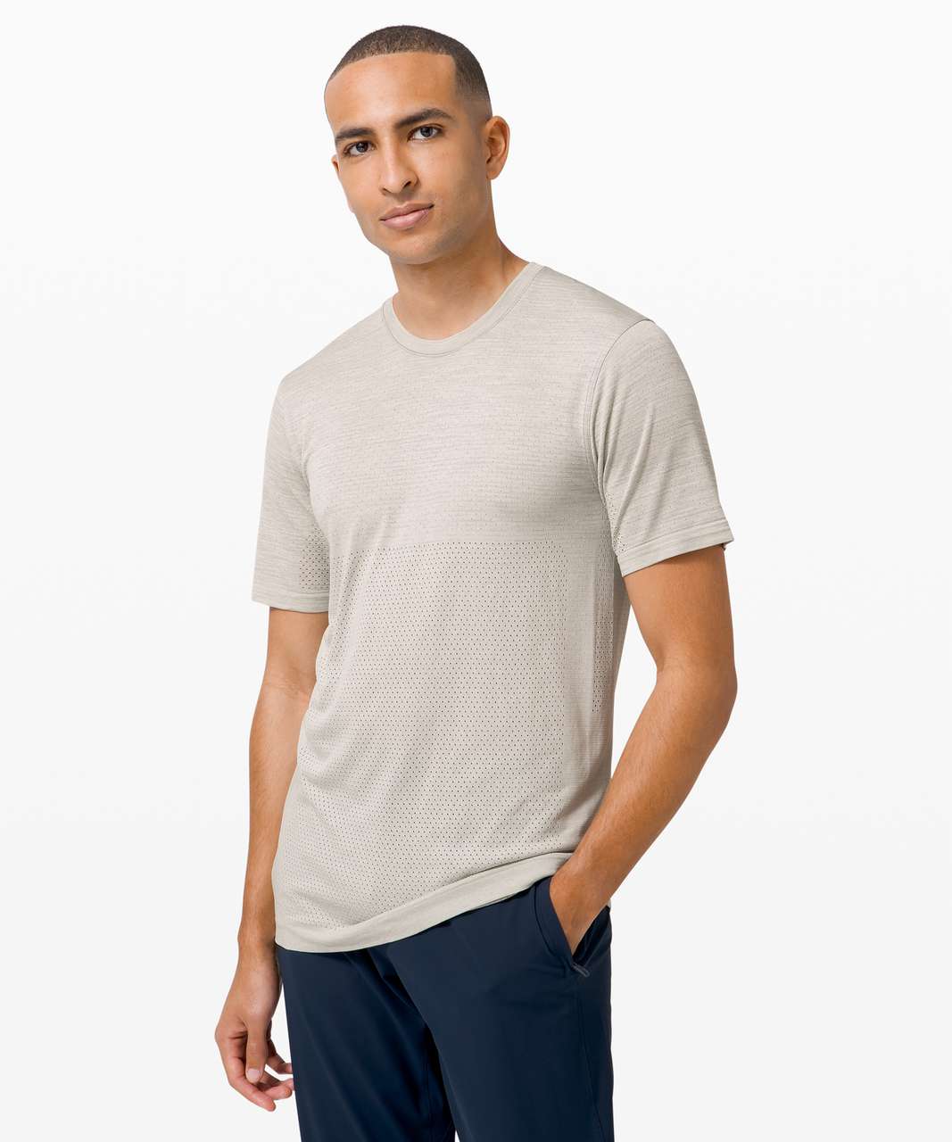 Lululemon Metal Vent Breathe Short Sleeve - Silver Drop / Light Ivory