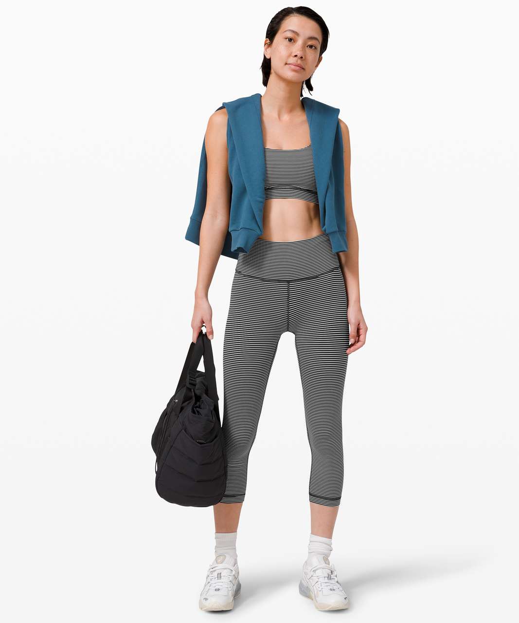 Lululemon Wunder Under Crop (High-Rise) *Full-On Luxtreme 21 - Hype Stripe  Black White - lulu fanatics