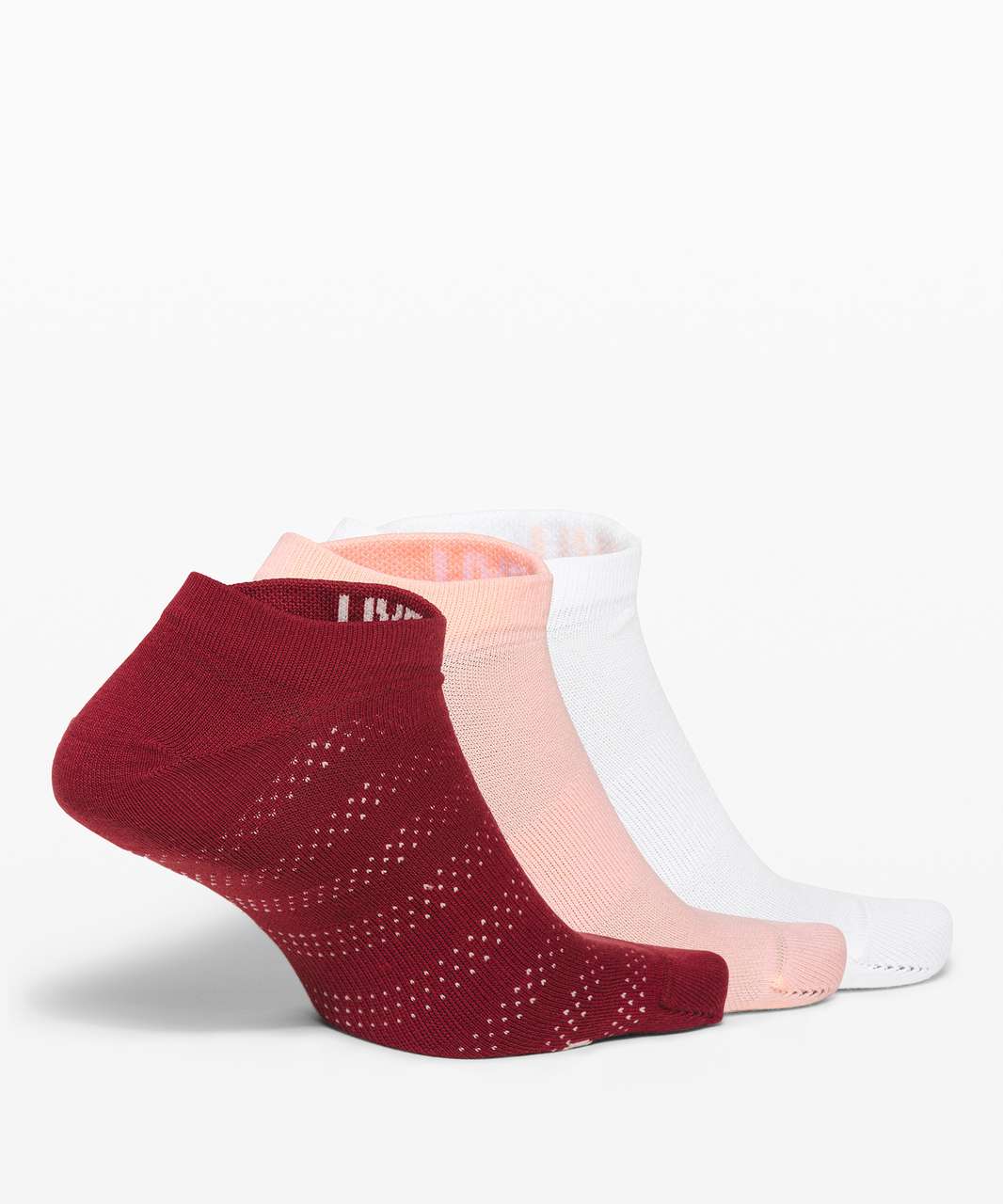 Lululemon On the Fly Sock *3-Pack - Chianti / Ballet Slipper / White