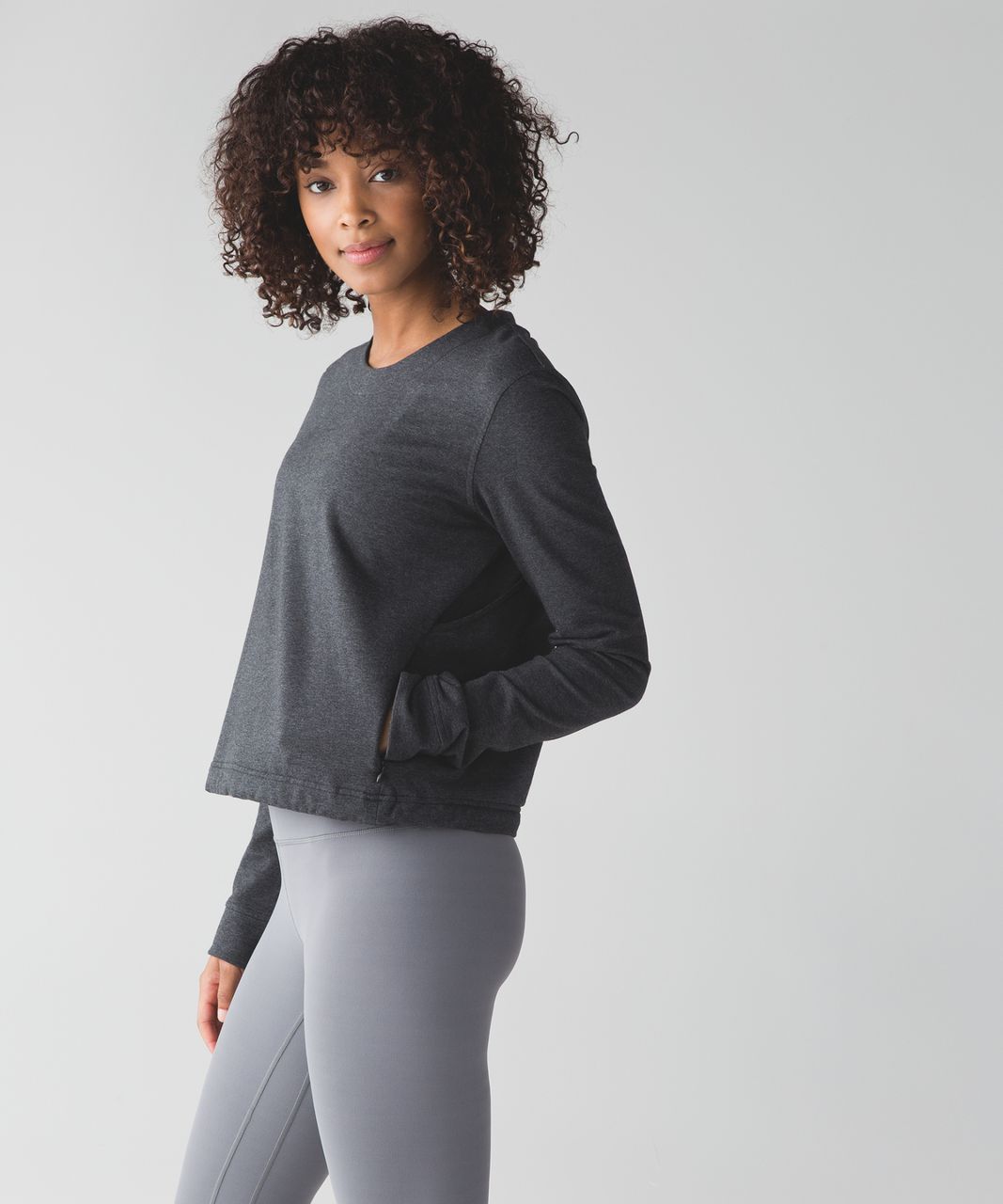 Lululemon Getaway Crew - Heathered Black - lulu fanatics