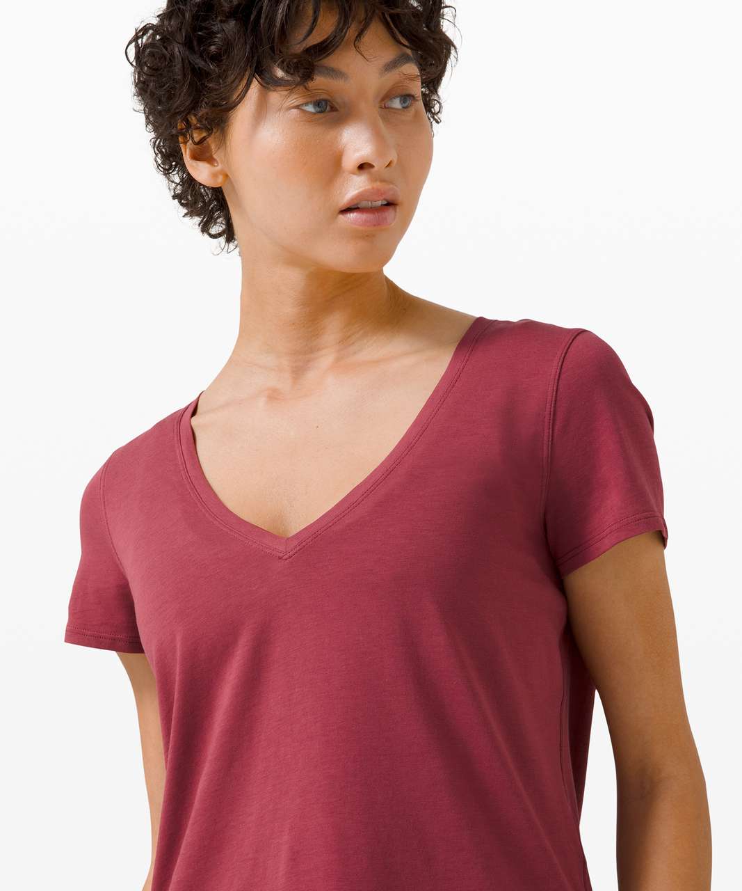 Lululemon Love Crew Tee Pima Cotton Size 2 Dark Red DKRD 25298