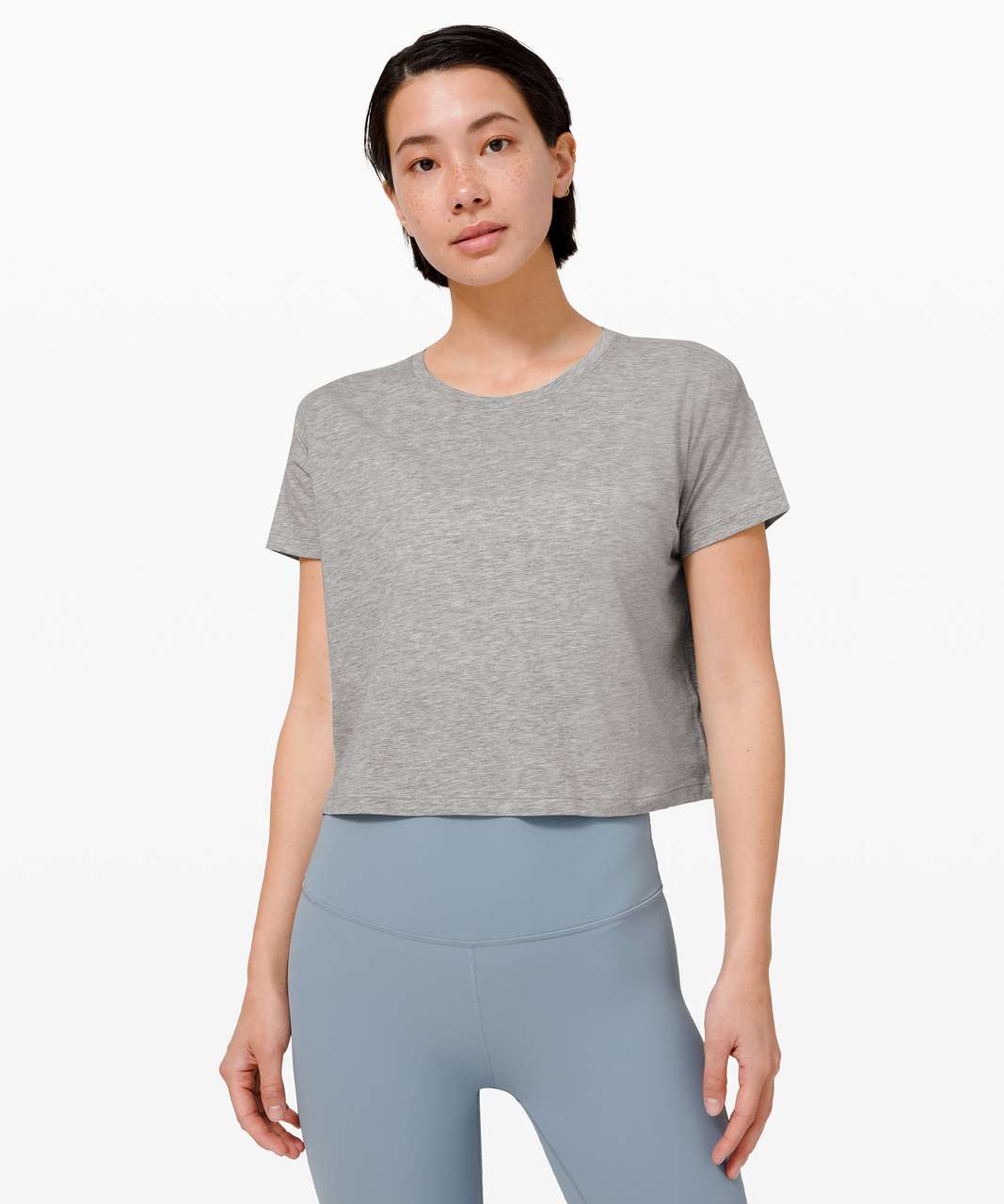 Restorative yoga fit🤍 Cates Tee in Heathered Core Ultra Light