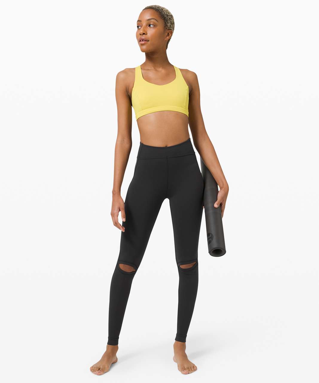 Lululemon Tadasana Slit Crop - Black - lulu fanatics