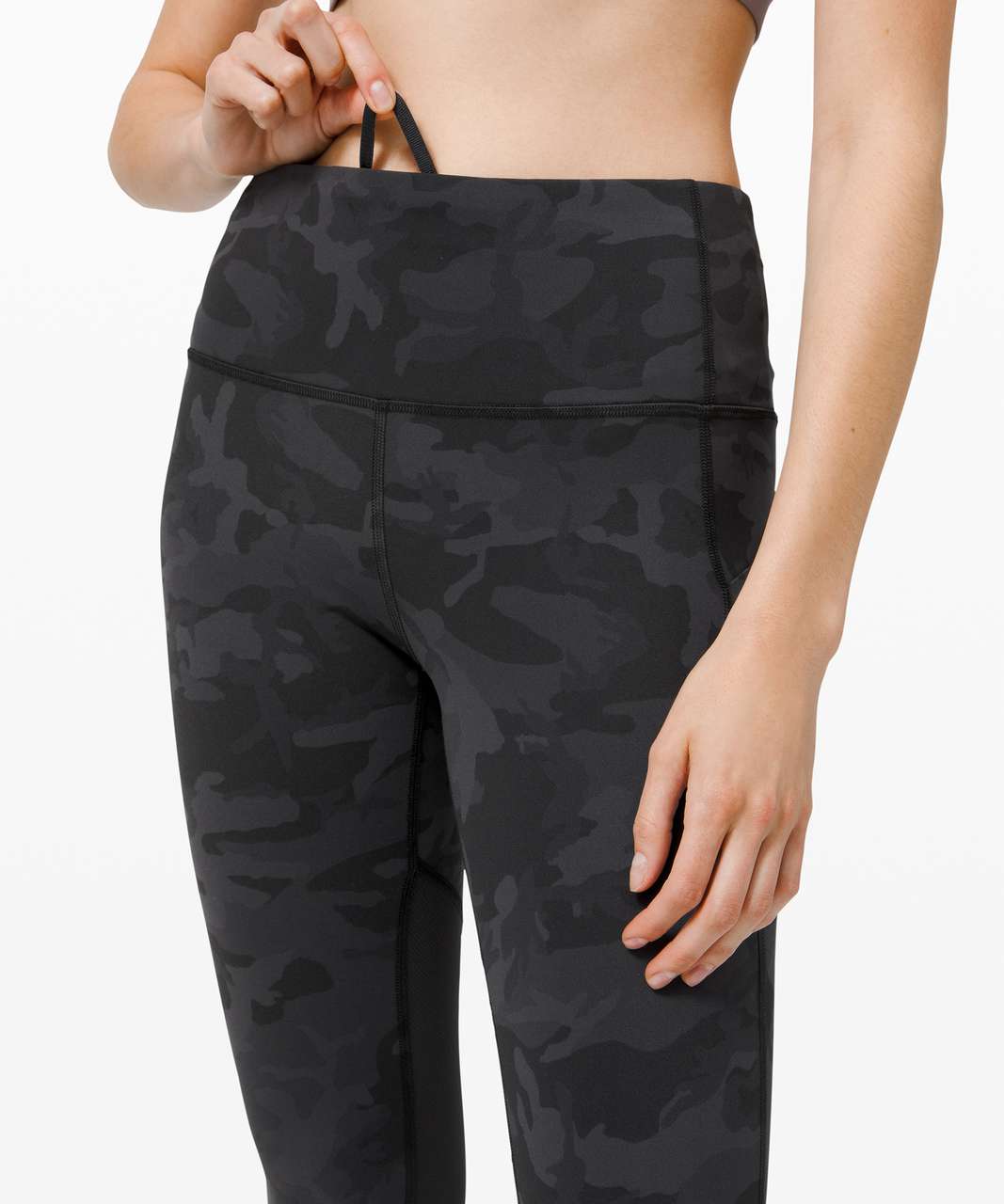 Lululemon Black and Grey Camo Back Mesh Crop Leggings- Size 4