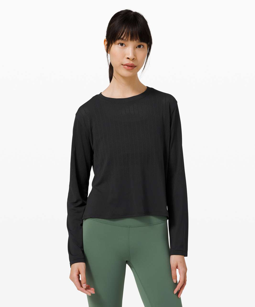 Lululemon Train to Be Long Sleeve - Black / Black - lulu fanatics