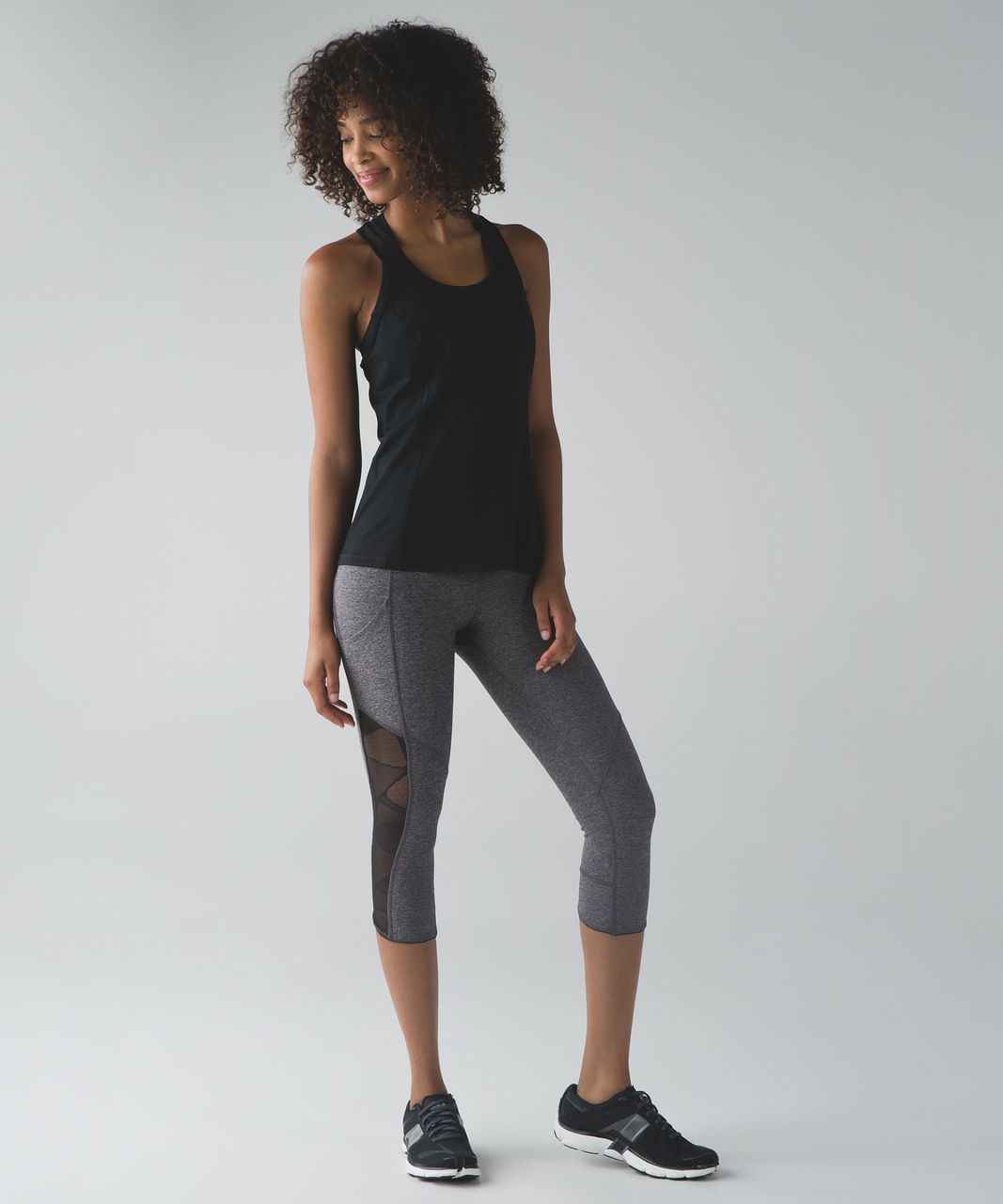 Lululemon Goal Crusher Crop - Heathered Black / Black