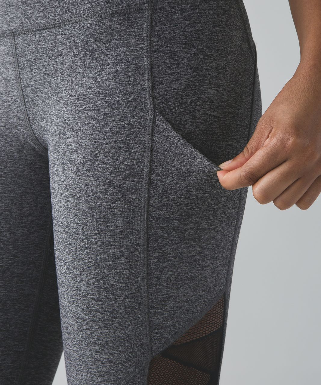 Lululemon Goal Crusher Crop - Heathered Black / Black