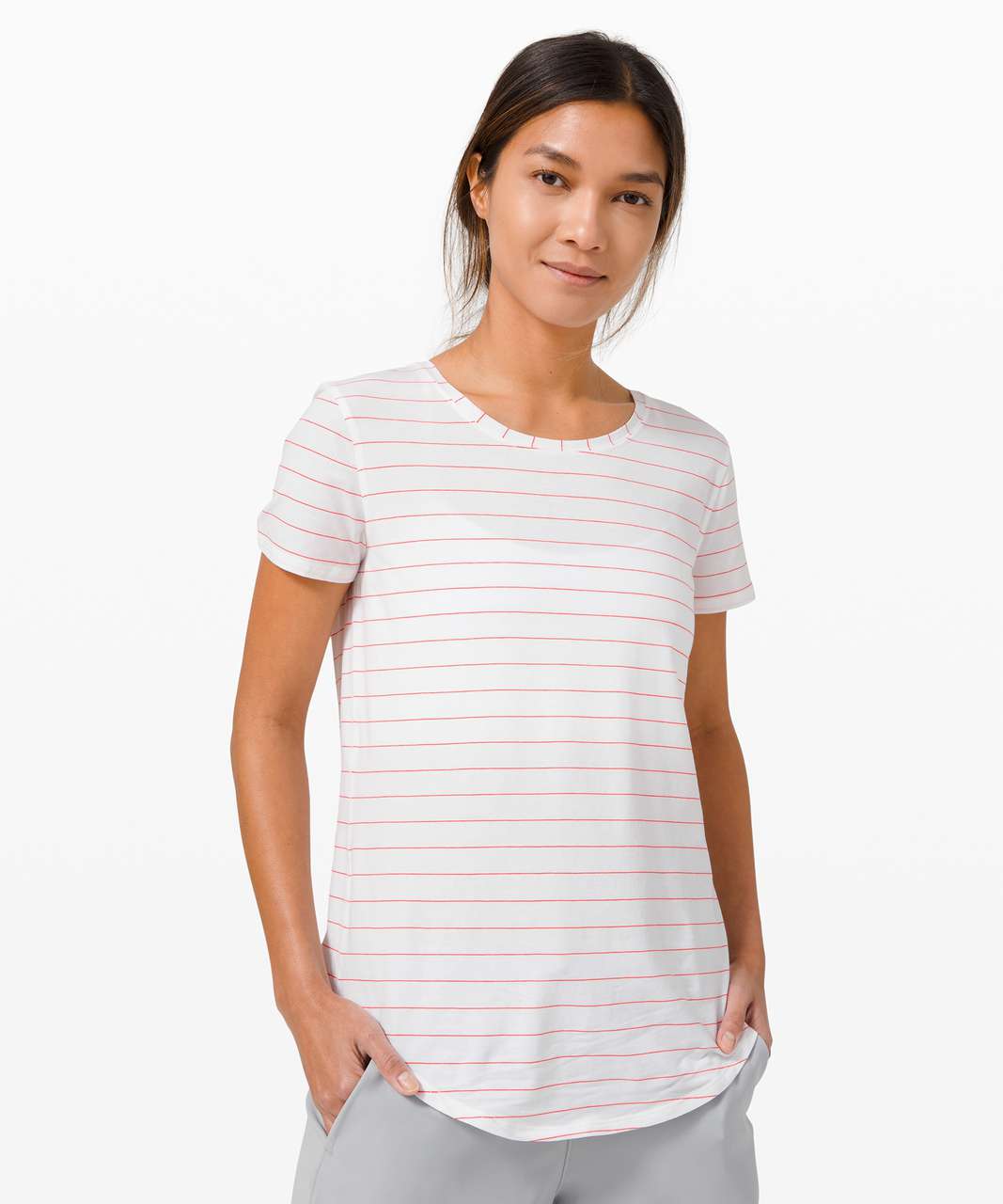 Lululemon Love Crew III - Short Serve Stripe White Brick