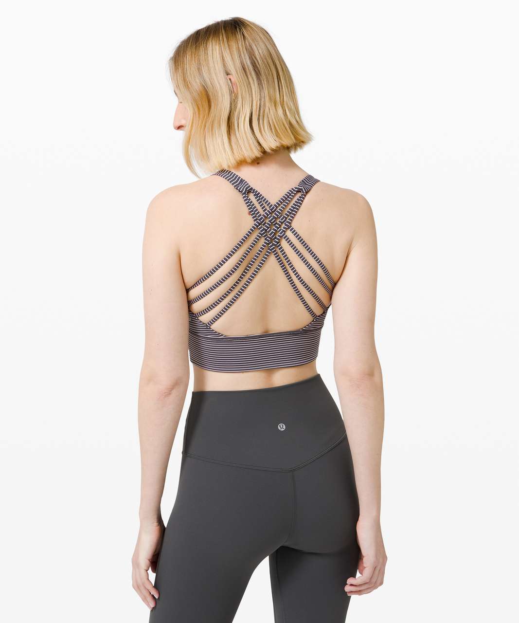 Lululemon Free to Be Bra Wild Long Line *Light Support, A/B Cup - Hype Stripe Deep Coal Mink Berry