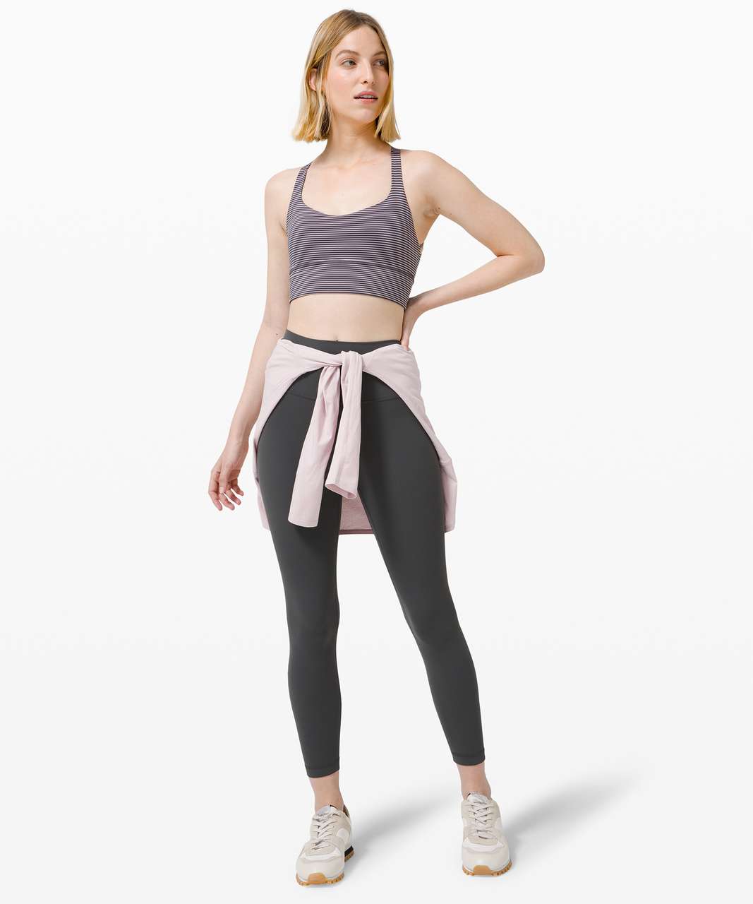 Lululemon Free to Be Bra Wild Long Line *Light Support, A/B Cup - Hype Stripe Deep Coal Mink Berry