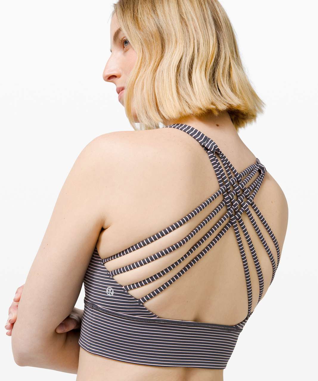 Lululemon Free to Be Bra Wild Long Line *Light Support, A/B Cup - Hype Stripe Deep Coal Mink Berry