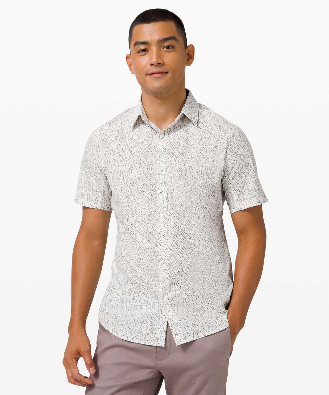 Lululemon Down to the Wire Short Sleeve Shirt - Water Course Inverse Soft Ivory Carbon Dust