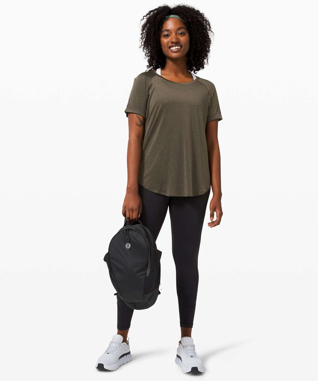 Lululemon Open Up Tie Back Tee - Dark Olive