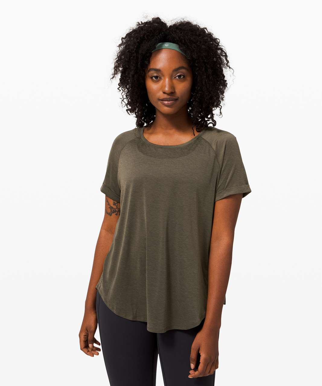 Lululemon Open Up Tie Back Tee - Dark Olive