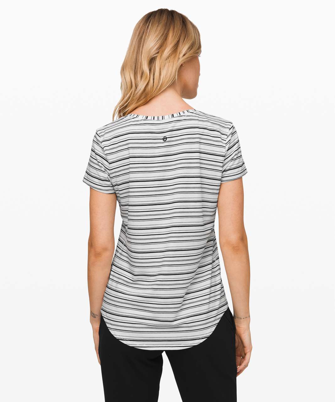 Lululemon Love Tee V - Cut Back Stripe White Black