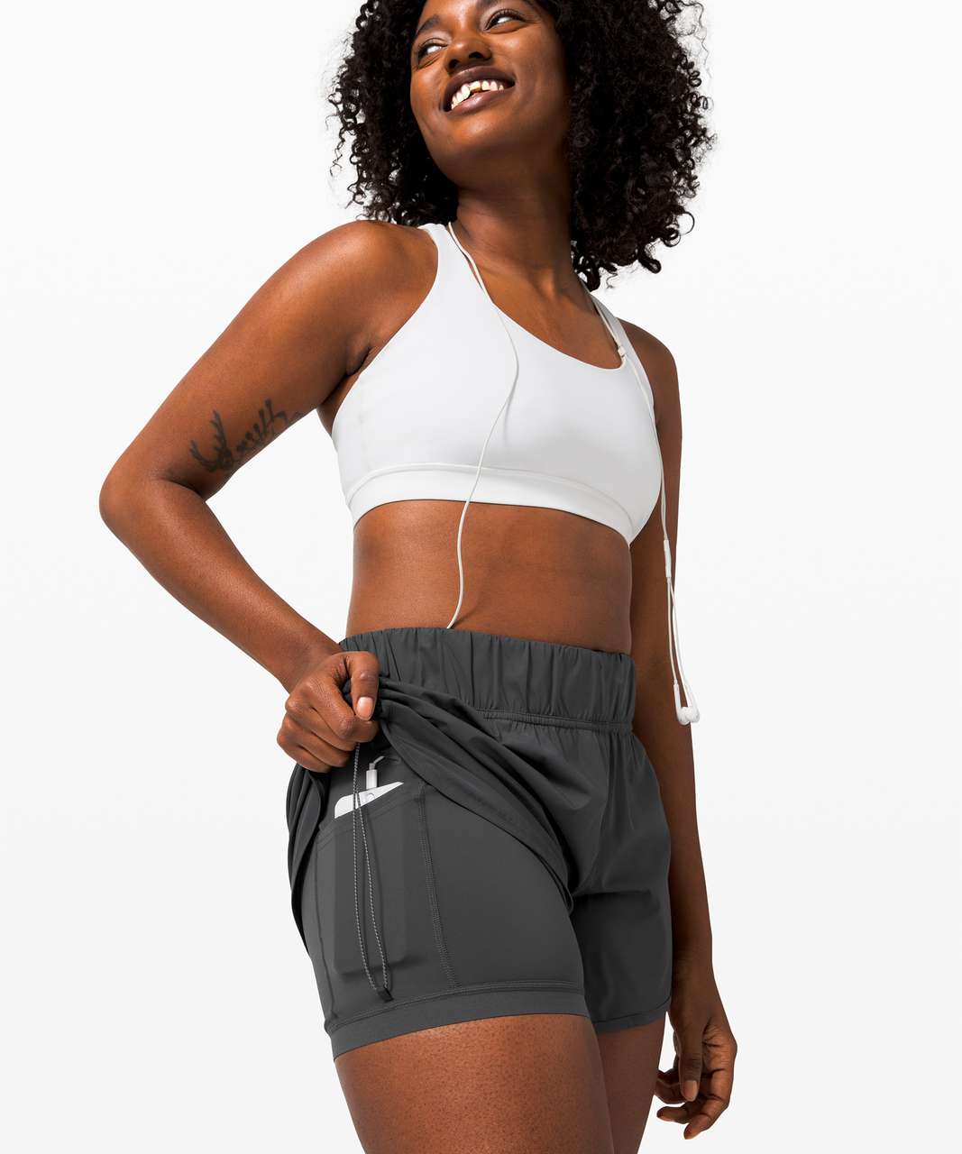 Lululemon Logo Waistband High-Rise Training Short - Graphite Grey - lulu  fanatics