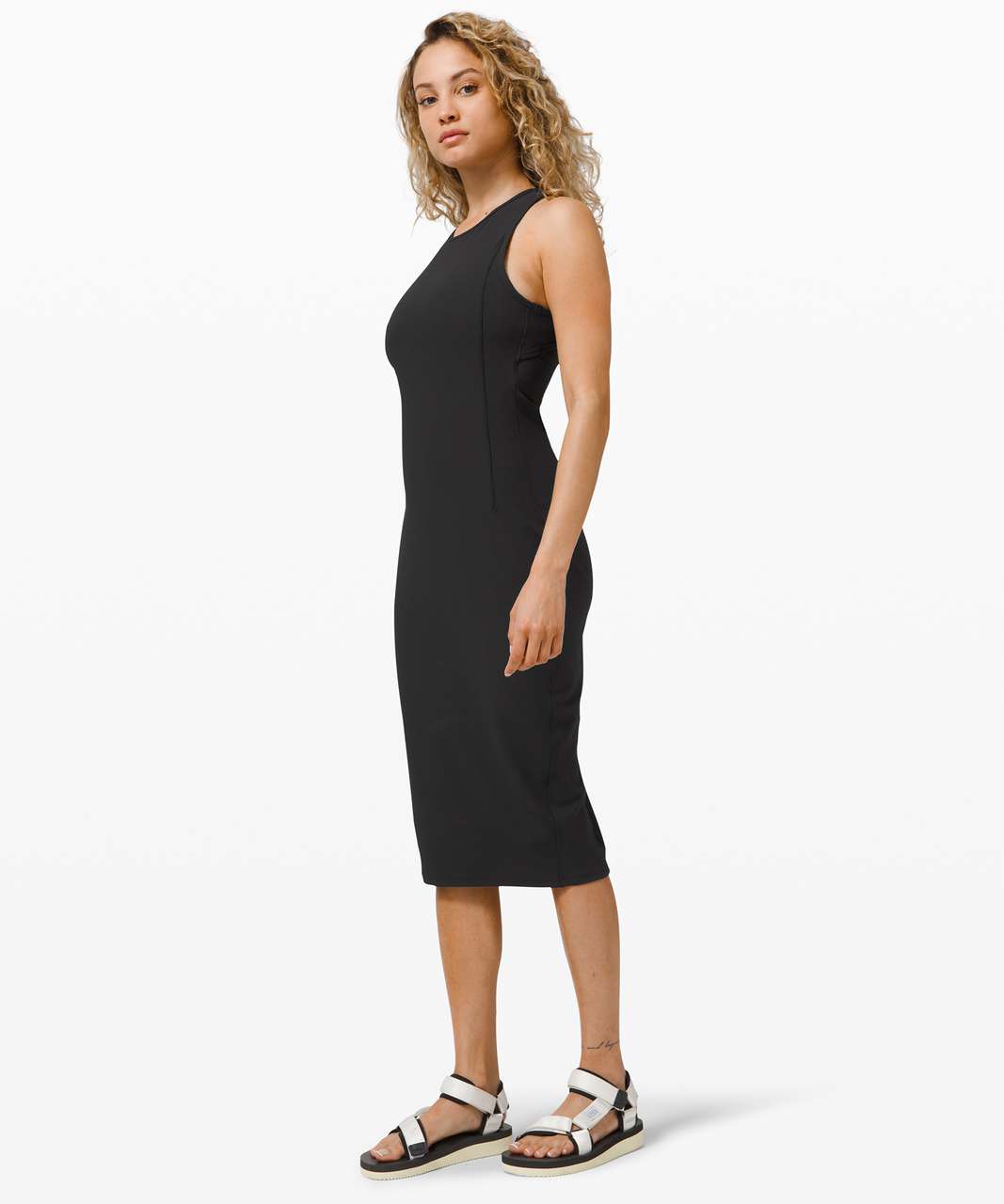 Lululemon Ease of it All V-Neck Midi Dress Softstreme - Black - lulu  fanatics