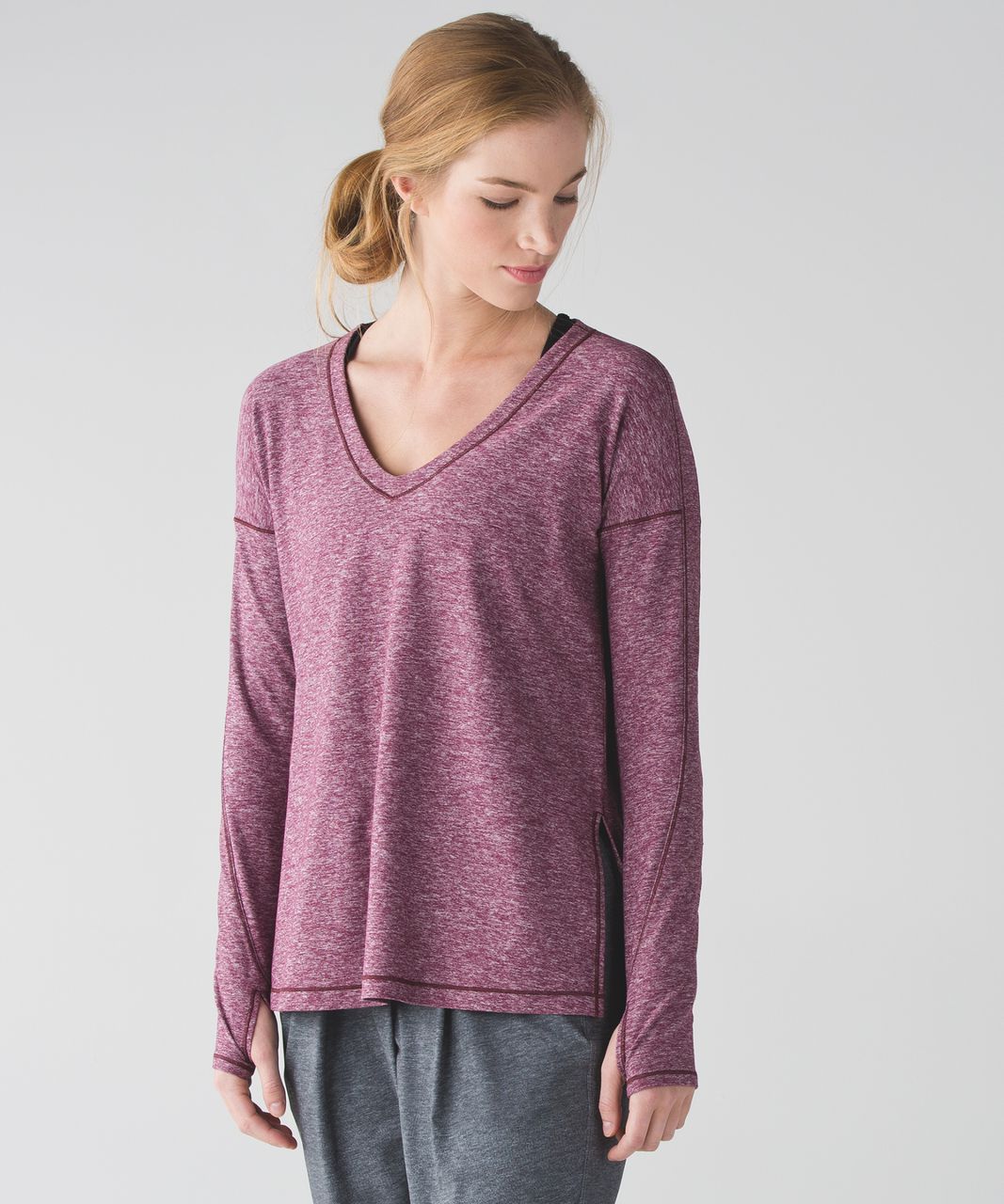 Lululemon Dash To Class Long Sleeve - Heathered Red Grape