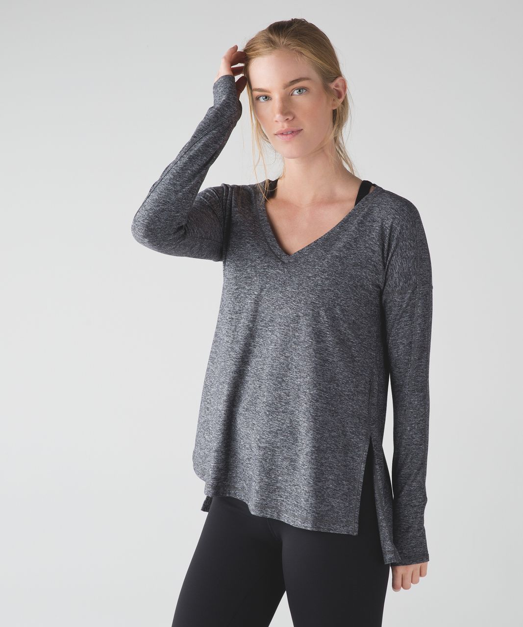 Lululemon Dash To Class Long Sleeve - Heathered Black - lulu fanatics