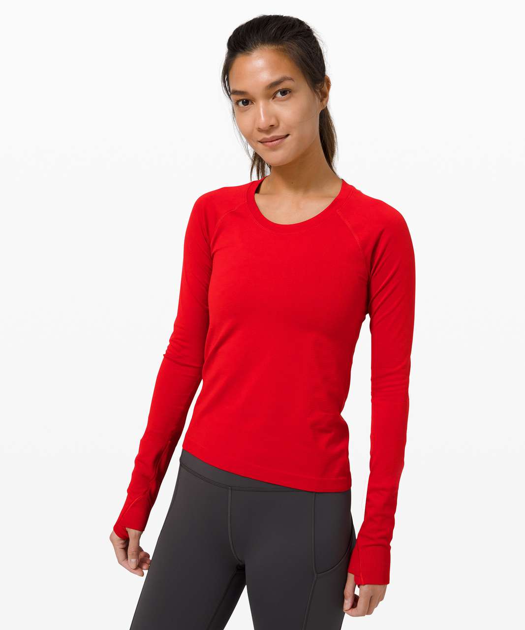 Lululemon Swiftly Tech Long Sleeve Shirt 2.0 *Race Length - Smoky Red /  Black - lulu fanatics