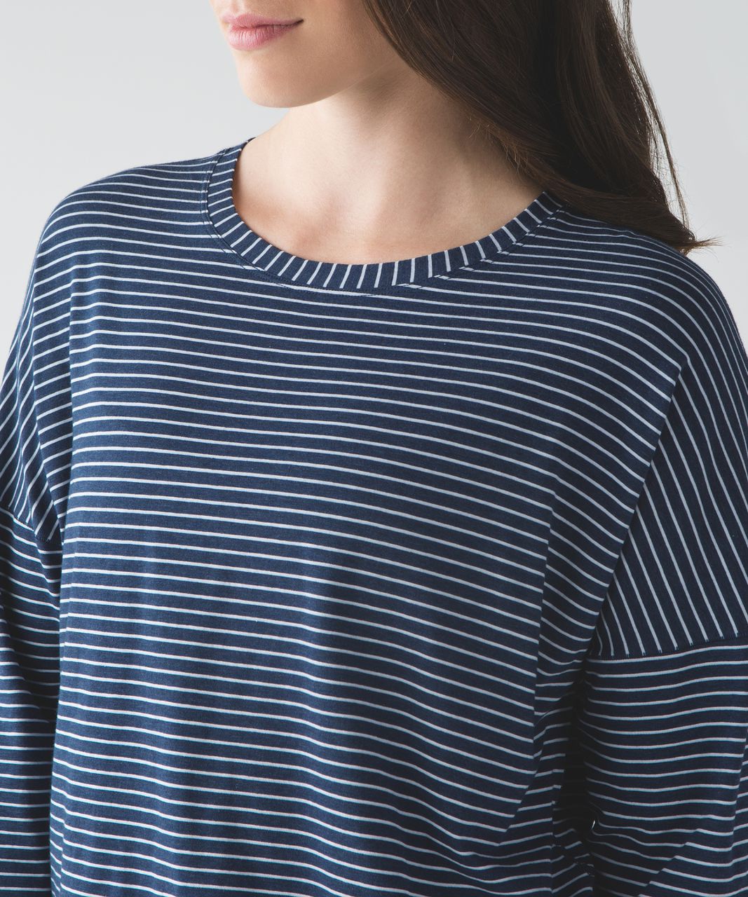 Lululemon Cruiser Long Sleeve - Modern Stripe Heathered Hero Blue White