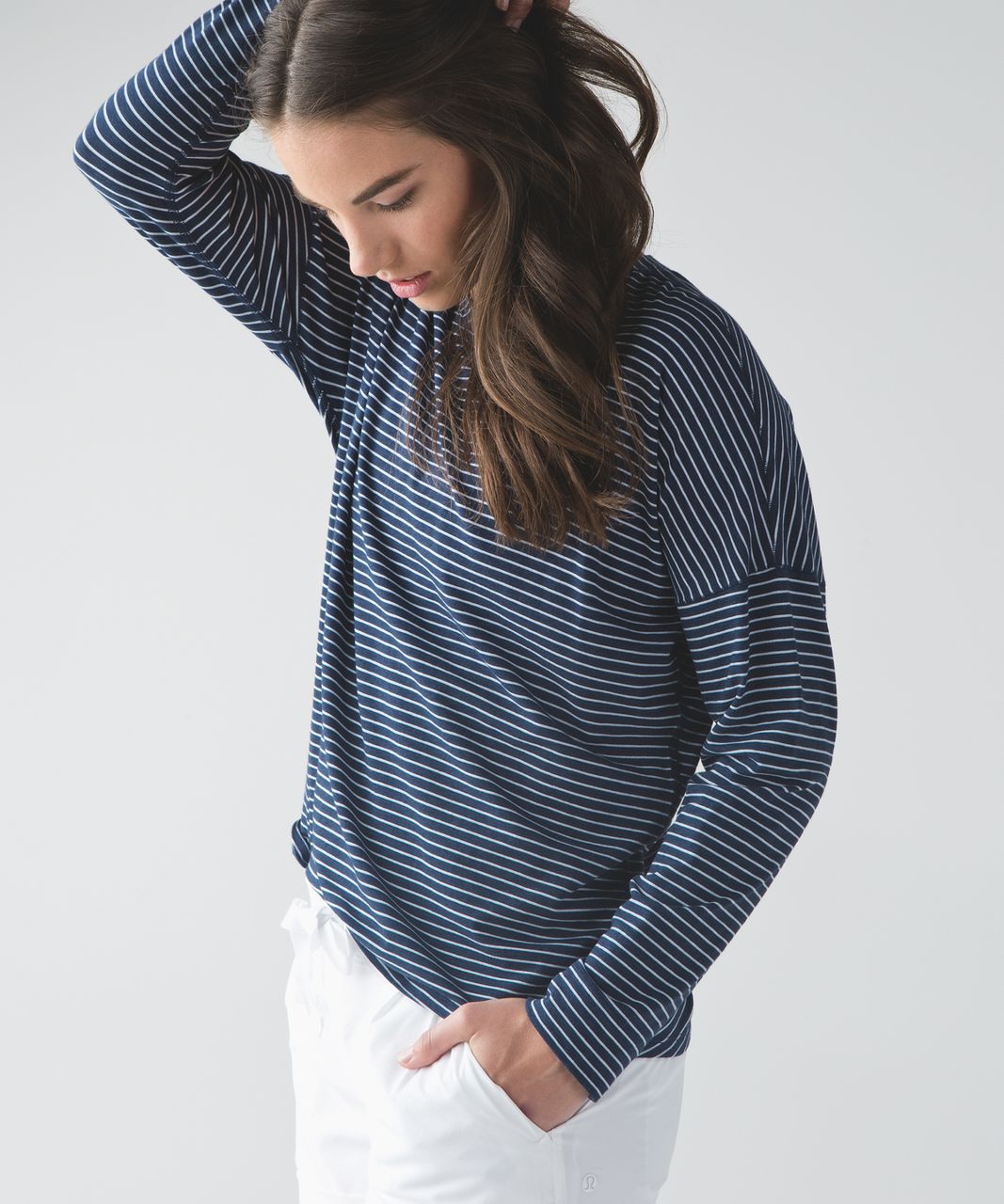 Lululemon Cruiser Long Sleeve - Modern Stripe Heathered Hero Blue White